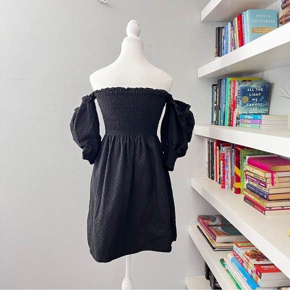 Kourt Portia Mini Dress Black Swiss Dot Classic Preppy Womens L - Picture 8 of 14